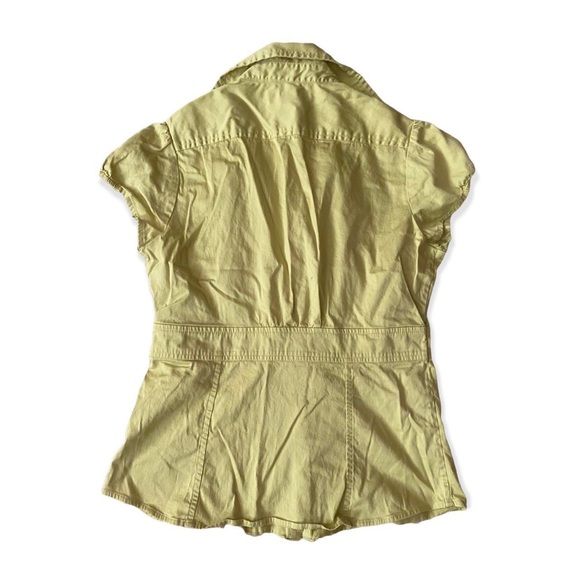 Banana Republic lime green structured button down collared blouse - Picture 2 of 4